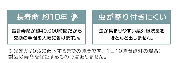 長寿命約10年 虫が寄り付きにくい