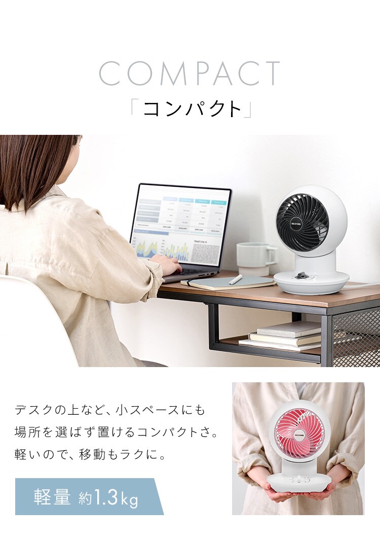 【訳あり】サーキュレーターアイ mini メカ式首振 PCF-SM12-W ホワイト1