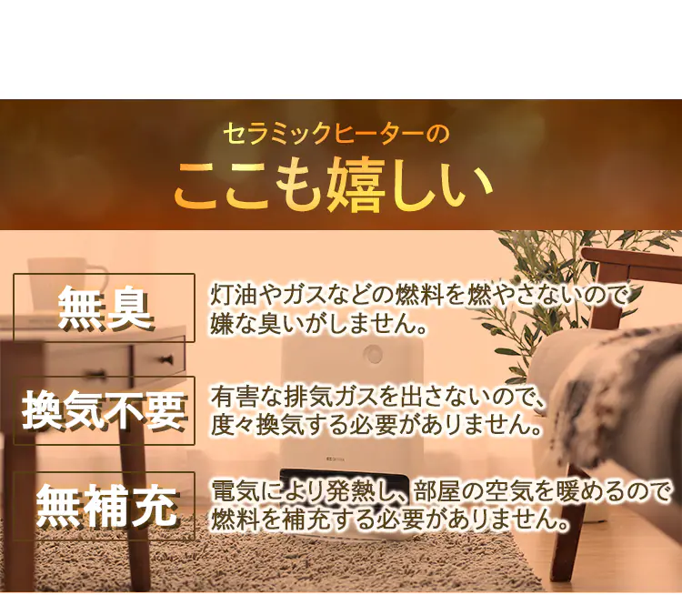 大風量 セラミックヒーター 人感センサー JCH-12TD412