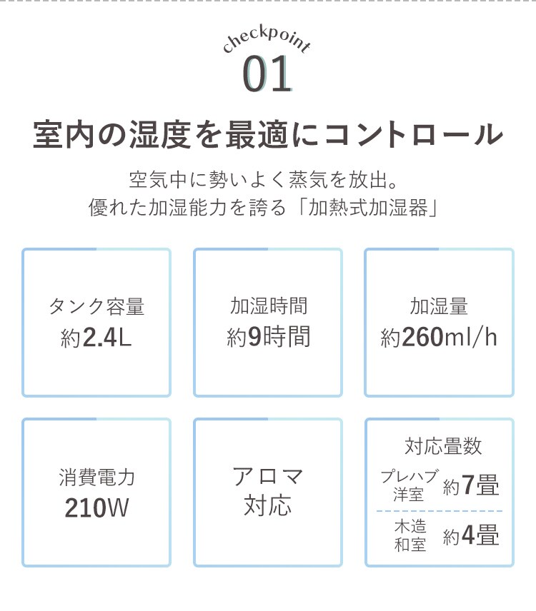 加熱式加湿器 ホワイト4