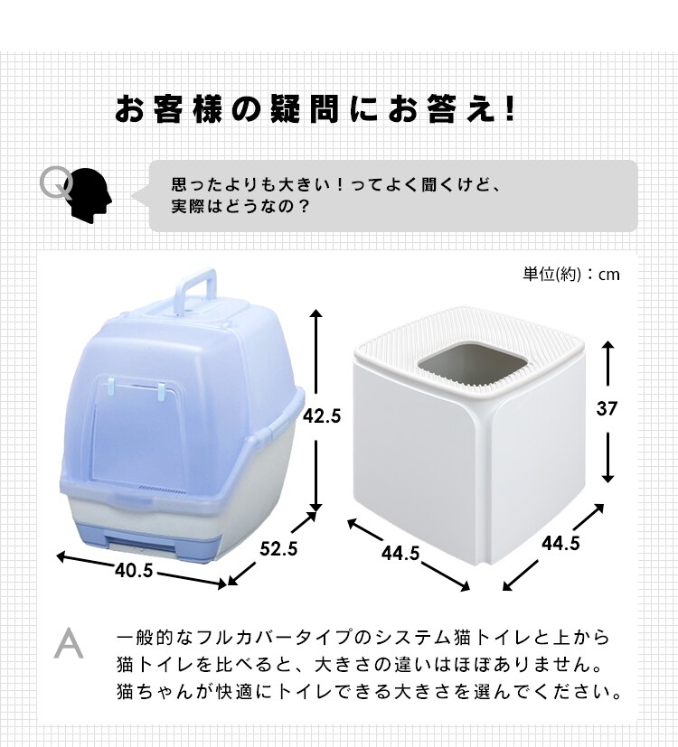 上から猫トイレ プレミアムタイプ ホワイト グレー Prcl Sq P アイリスプラザ アイリスオーヤマ公式通販サイト