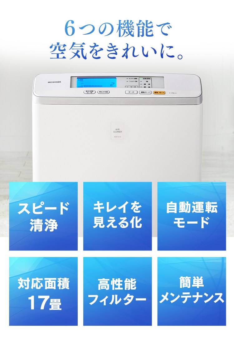 6つの機能で空気をきれいに。