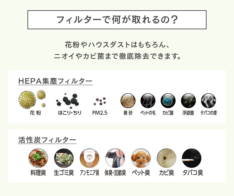 フィルターで何が取れるの？