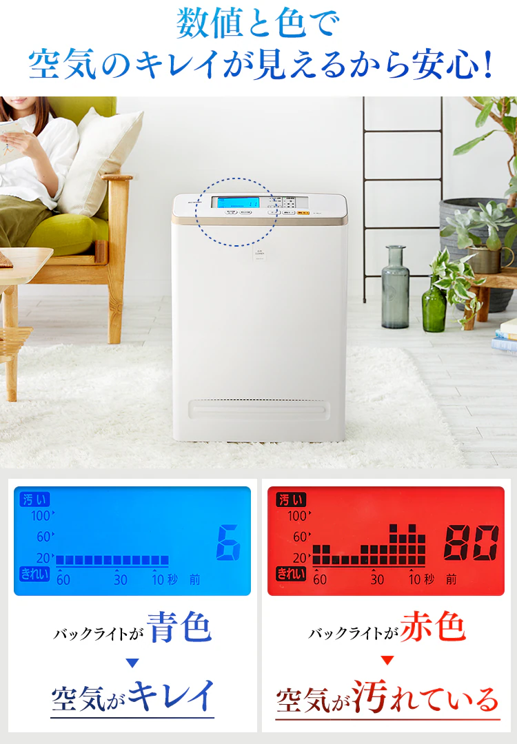 空気清浄機 25畳 ほこりセンサー 自動運転モード マイナスイオン お手入れ簡単 RMDK-50 ブラウン3