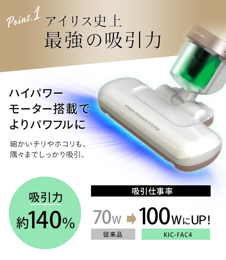 訳あり】ACふとんクリーナー ハイパワー ピンクゴールド KIC-FAC4 