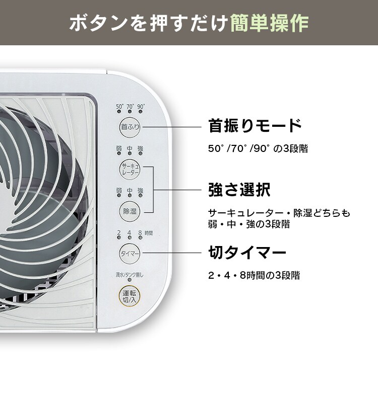 サーキュレーター衣類乾燥除湿機 天面グレー IJD-I50-WH H283424 