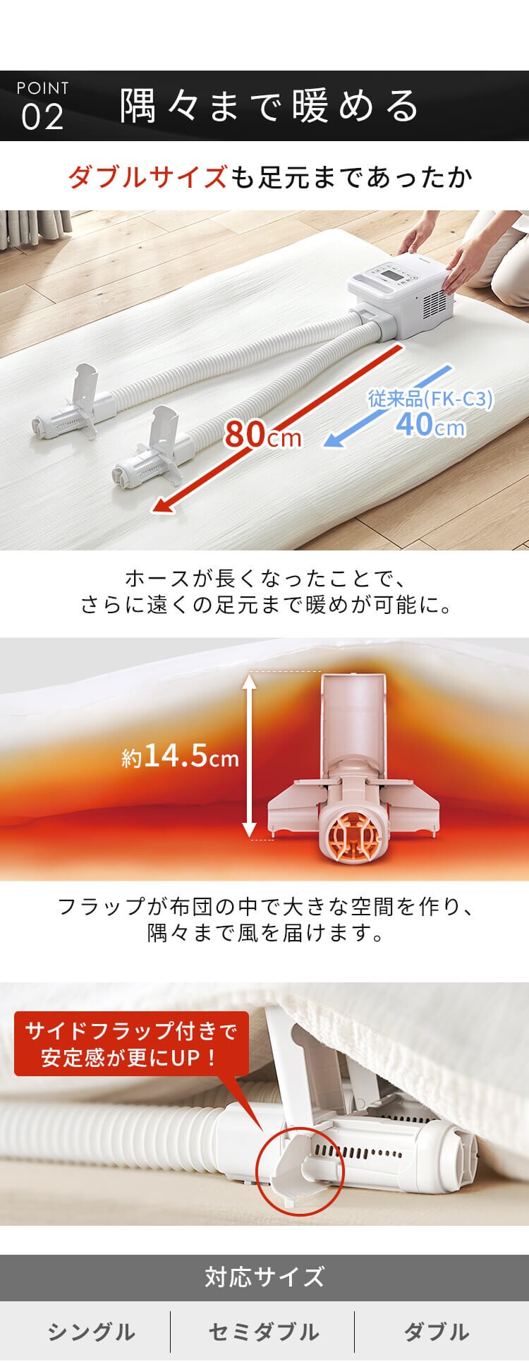 ふとん乾燥機 ハイパワー ツインノズル FK-WH1-W 7