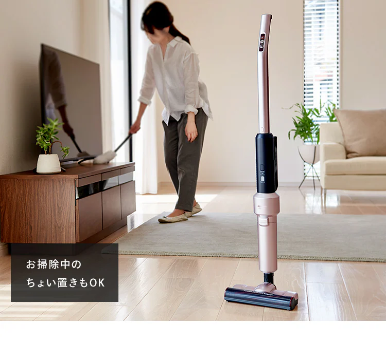 【アタッチメント5点セット】掃除機 コードレス 紙パック 自走式 モップ付 SBD-E4P 極細軽量 充電スタンド付 14