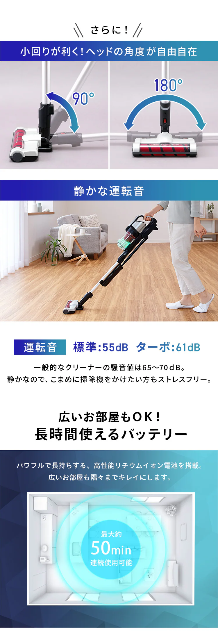 掃除機 コードレス サイクロン 自走式 モップ付 専用スタンド付 SCD-131P シルバー13