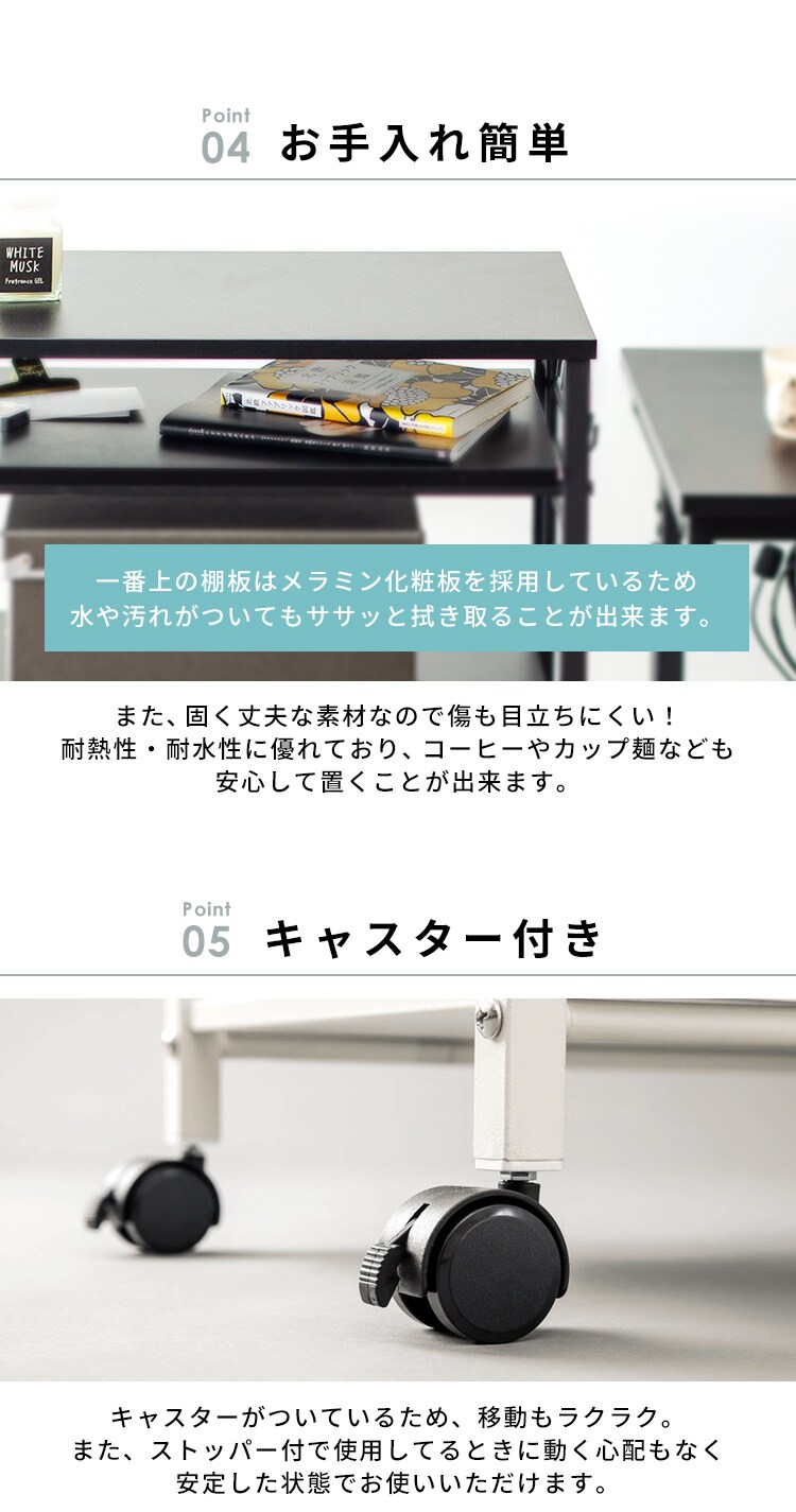デスクサイドワゴン キャスター付き DSW-600 ブラック5