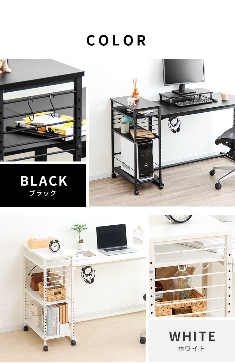 デスクサイドワゴン キャスター付き DSW-600 ブラック6