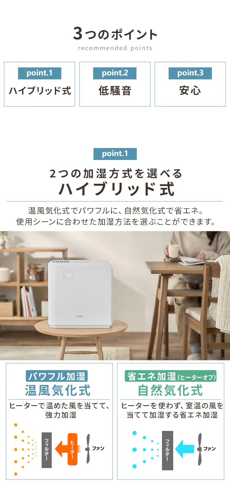 加湿器 ハイブリッド式 HVH-500R1 全2色1