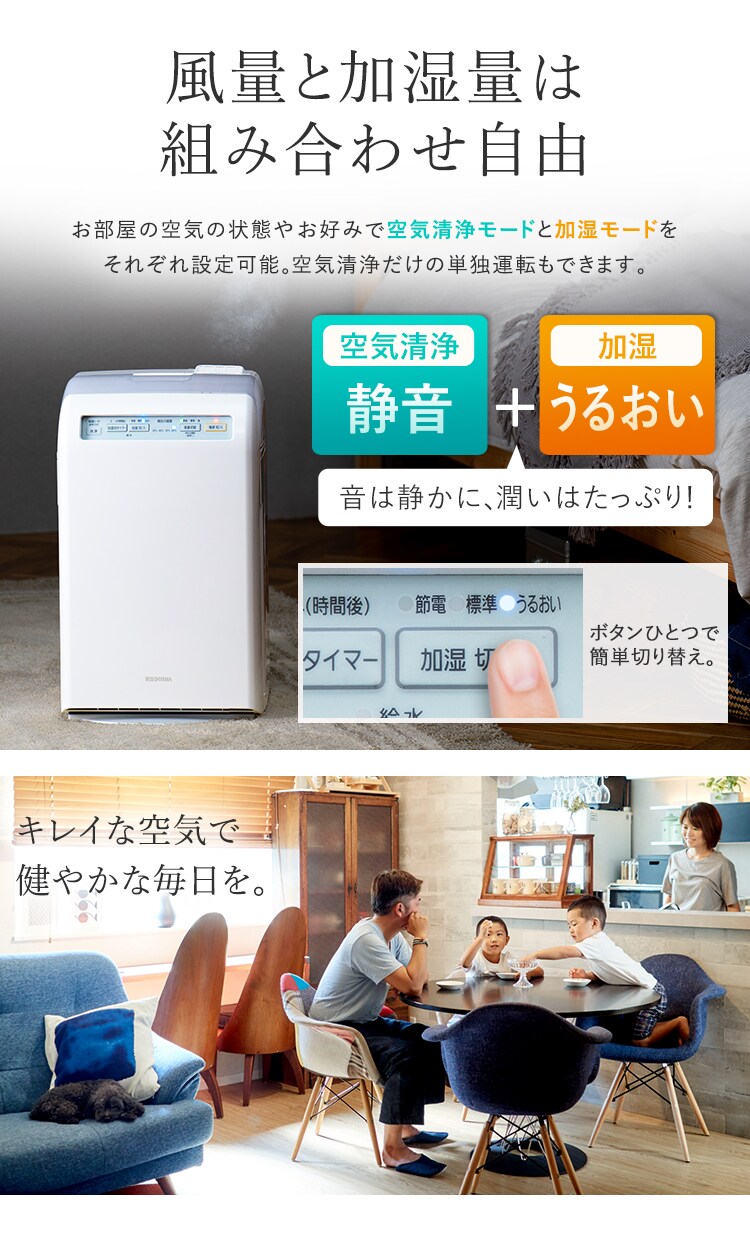 空気清浄機 10畳 加湿空気清浄機 8畳 スチーム式 風量3段階 加湿