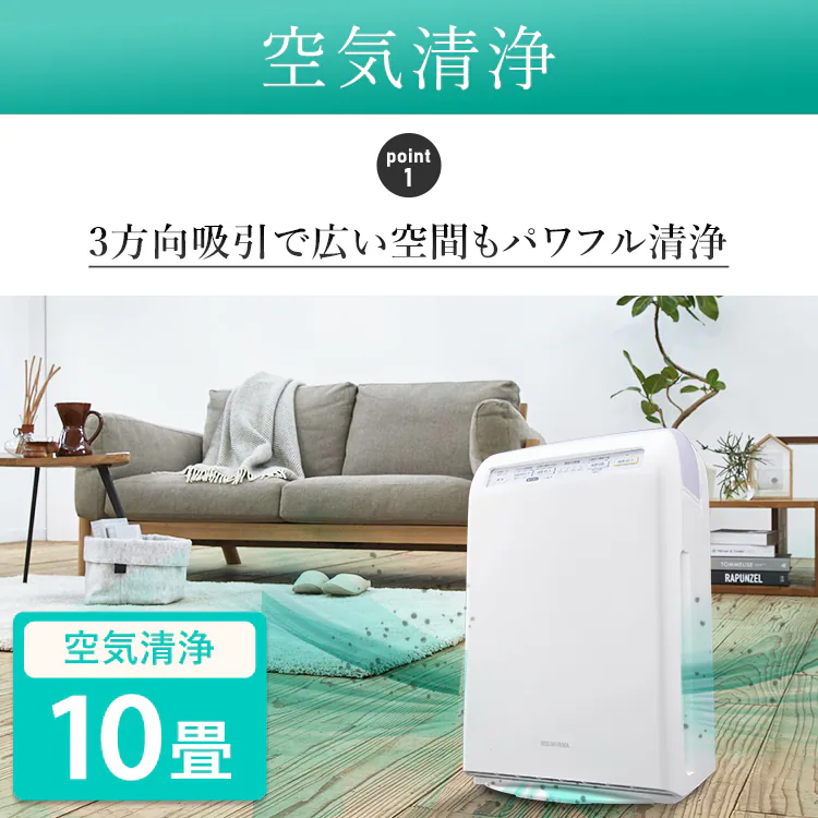 空気清浄機 10畳 加湿空気清浄機 8畳 スチーム式 風量3段階 加湿モード3段階 マイナスイオン RHF-253-W ホワイト7