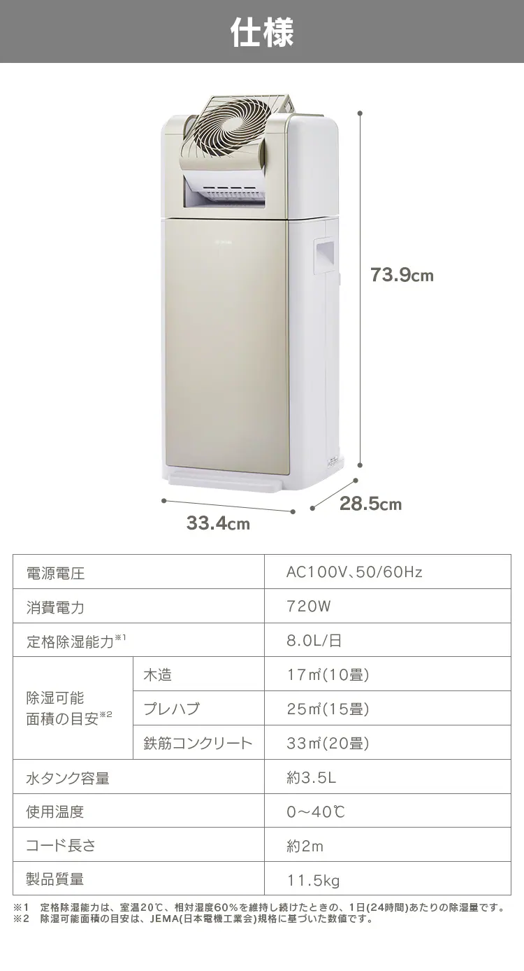 サーキュレーター衣類乾燥除湿機 デシカント式 20畳 8L 静音 1台3役 KIJDC-K8016