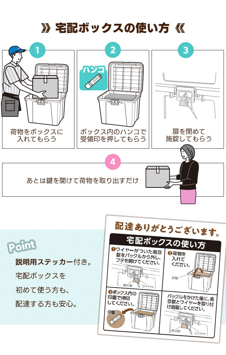 宅配ボックス 鍵付き 防水 TBP-540 ホワイト4
