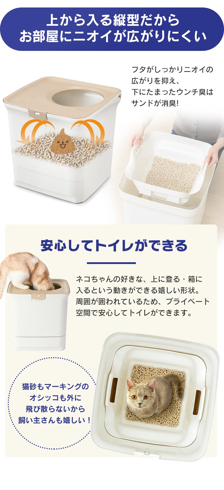 猫トイレ 消臭サンド+消臭シート付き ONC-4304
