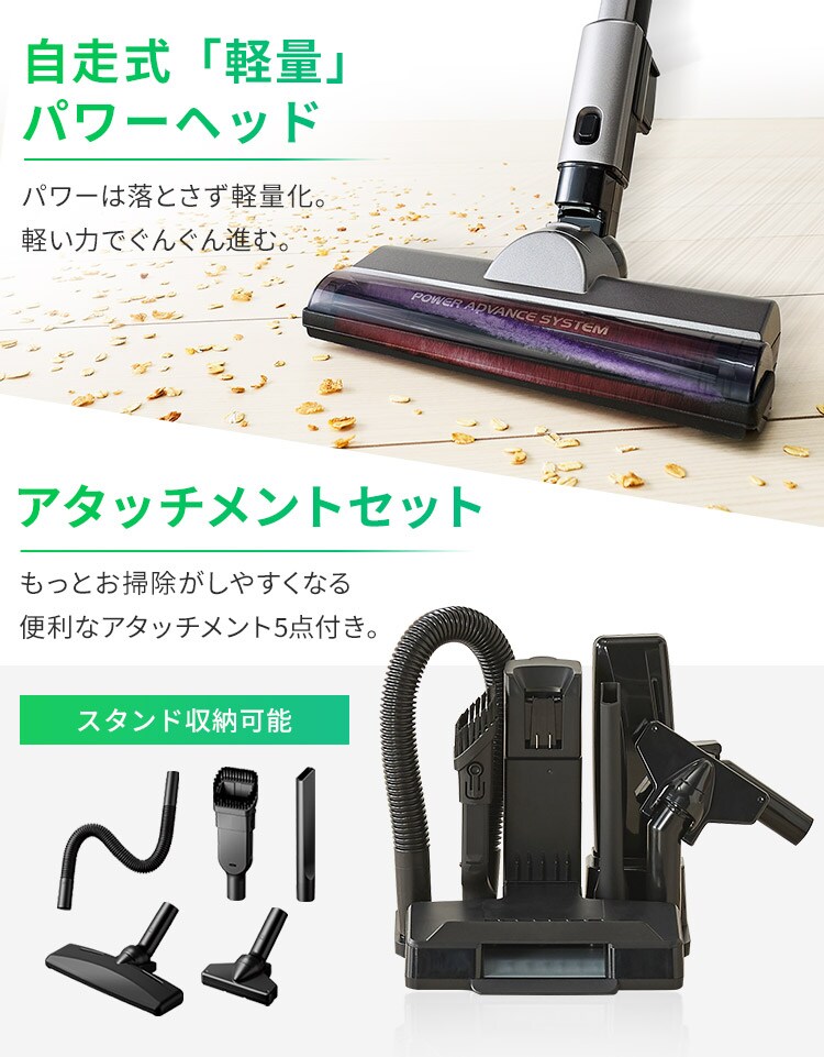 【訳あり】掃除機 コードレス サイクロン 自走式 軽量 モップ付 置くだけで充電  ブラック6