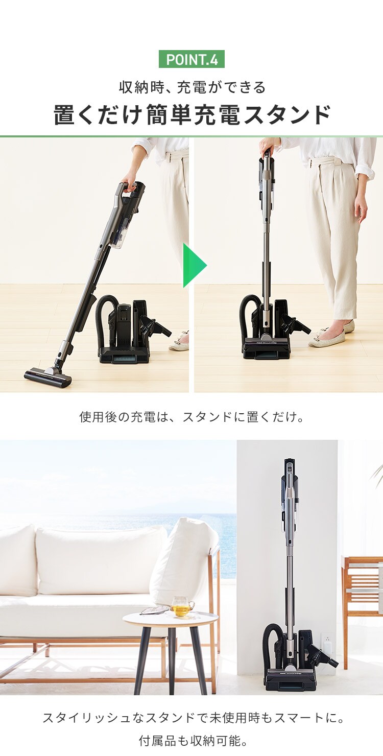 【訳あり】掃除機 コードレス サイクロン 自走式 軽量 モップ付 置くだけで充電  ブラック15