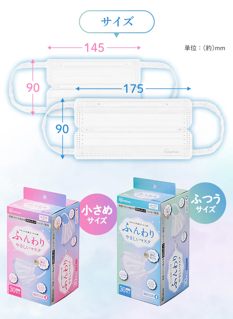 【30枚】 ふんわりやさしい マスク 小さめサイズ4