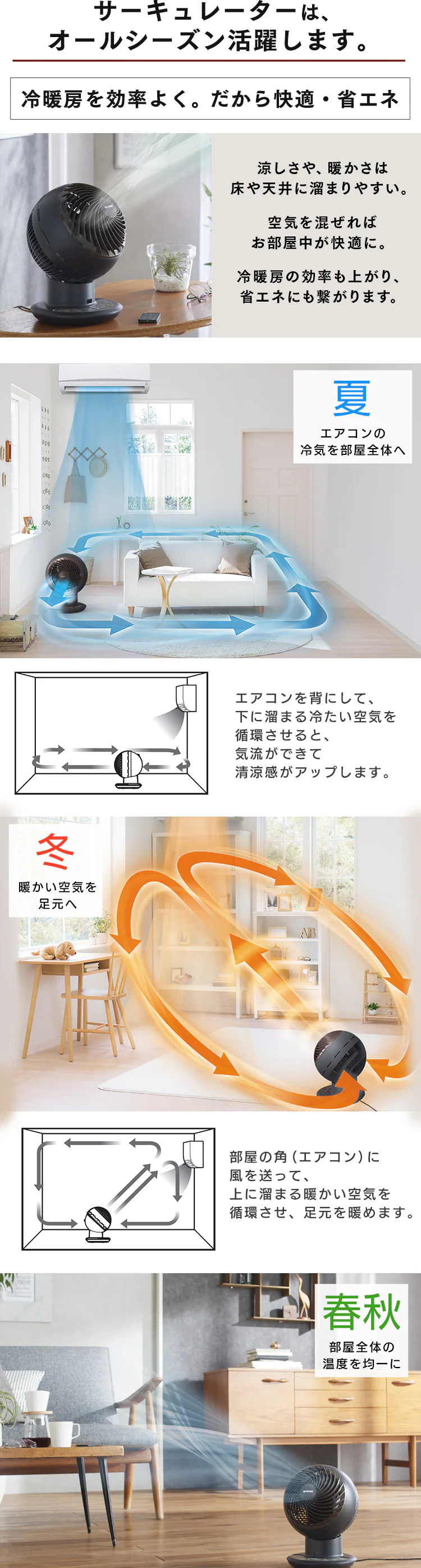 サーキュレーターアイ 24畳 DCモーター 上下左右首振り KCF-SDCC152T-W ホワイト13