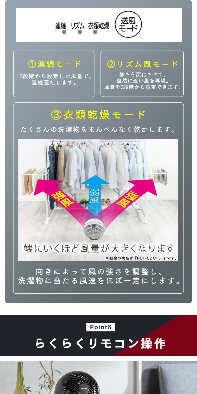 サーキュレーターアイ 24畳 DCモーター 上下左右首振り KCF-SDCC152T-W ホワイト10