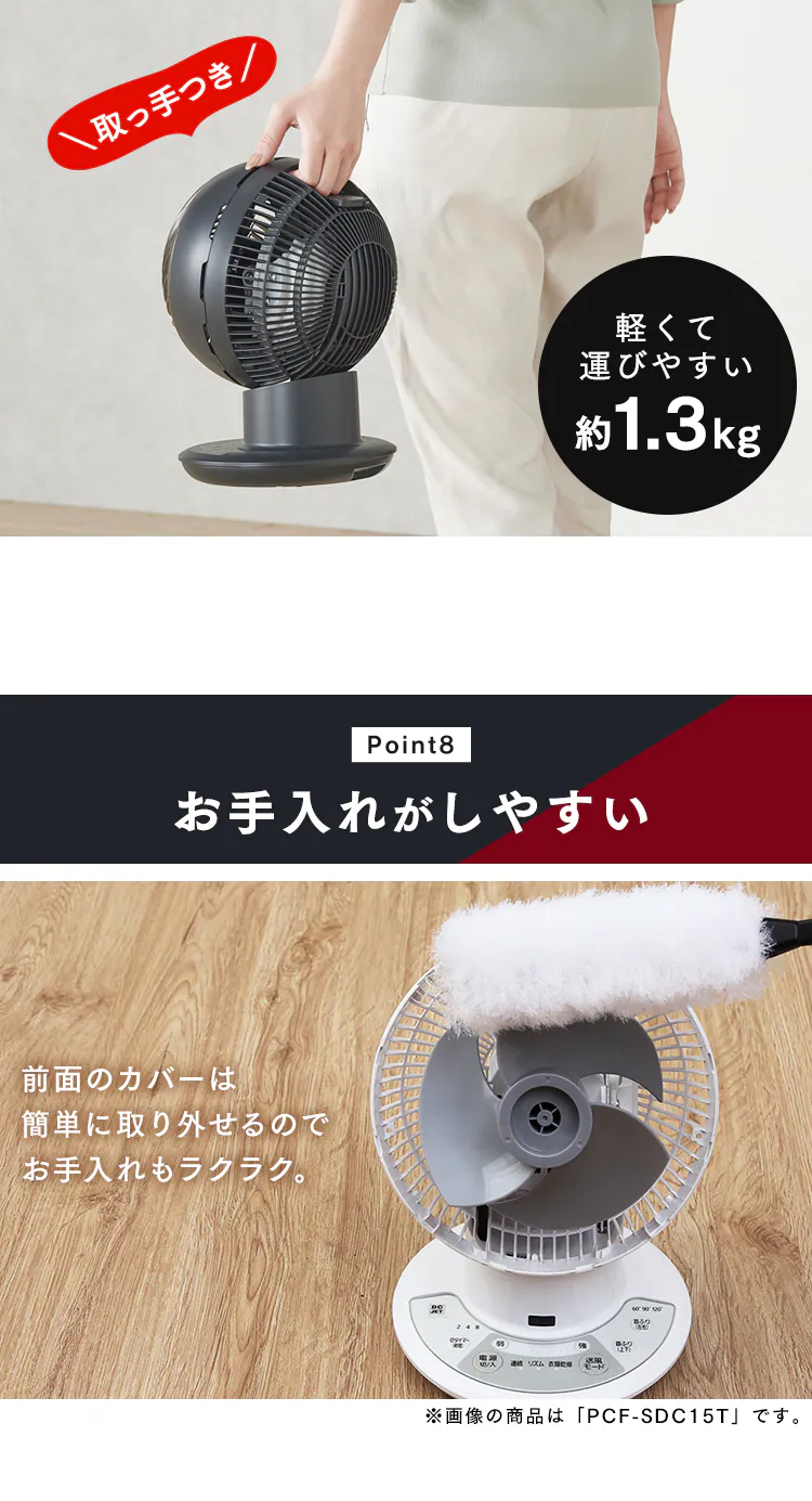 サーキュレーターアイ 24畳 DCモーター 上下左右首振り KCF-SDCC152T-W ホワイト12