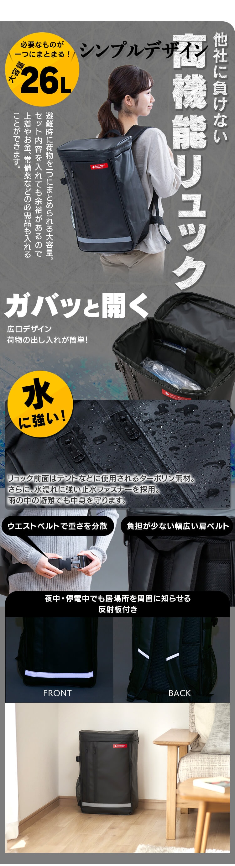 防災リュック 1人用 27点 防災セット 避難セット 避難用品 BS1-273