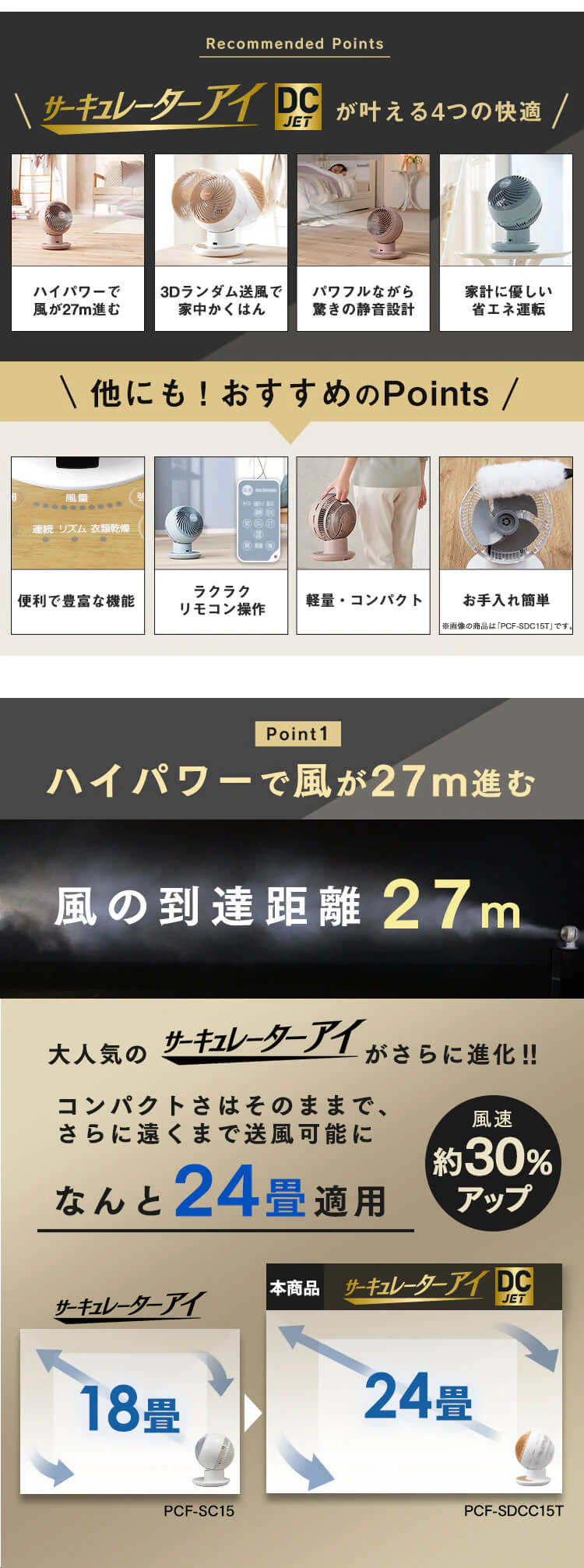 サーキュレーターアイ DC JET 24畳 WOOZOOモデル PCF-SDCC15T 全3色3