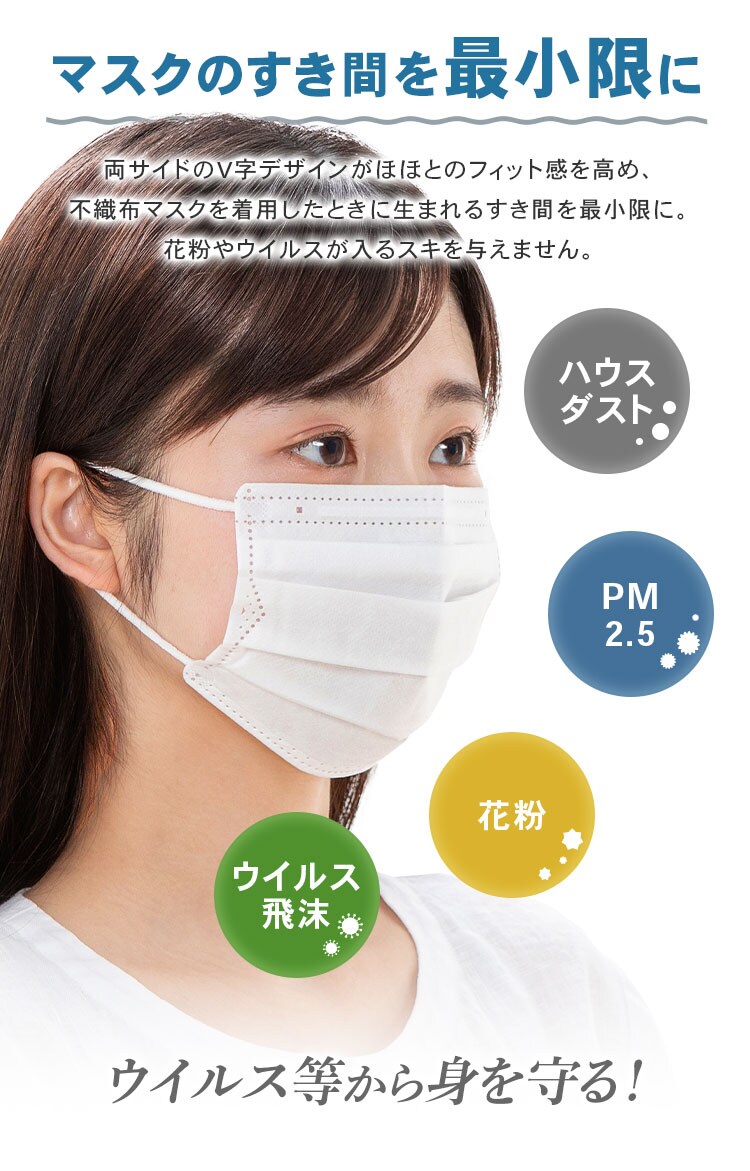 マスク ゆったり大きめサイズ 65枚入り プリーツマスク4