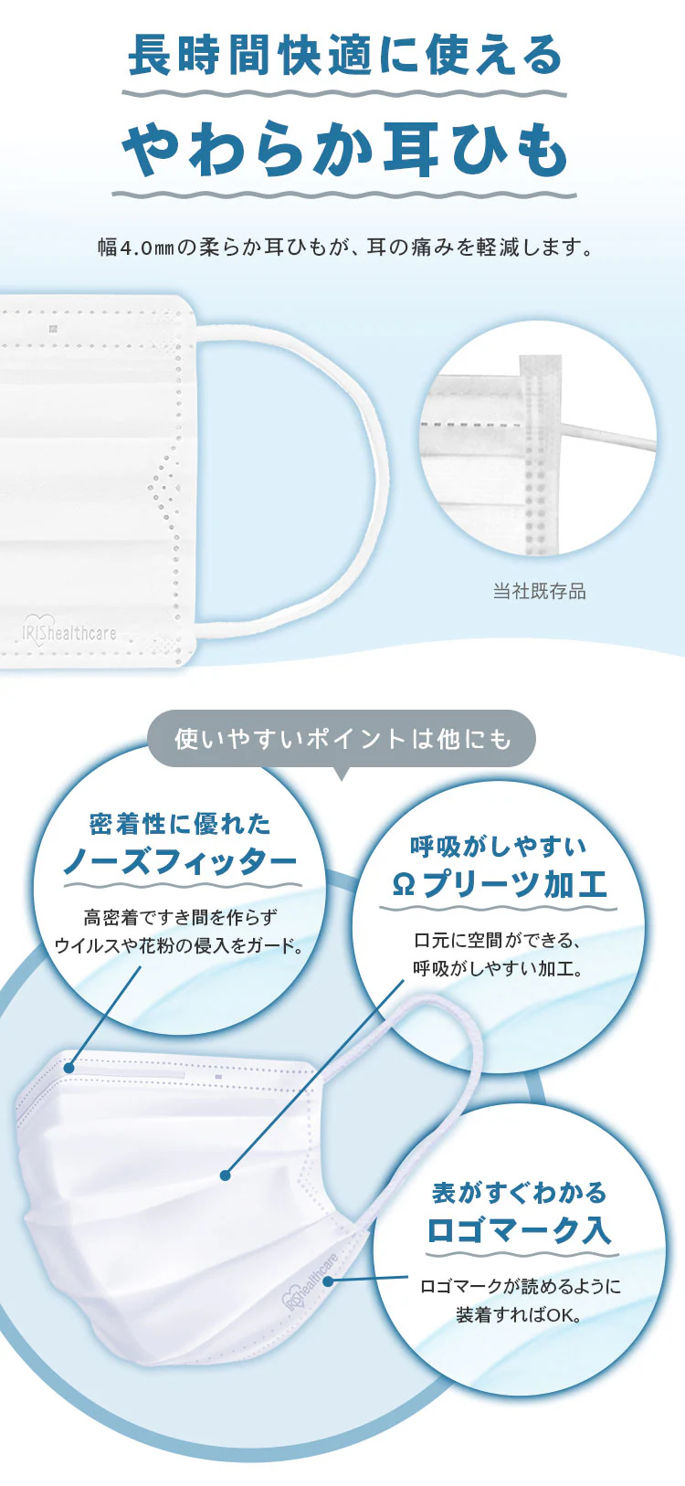 プリーツマスク 40枚入 PK-NV40 全4種5