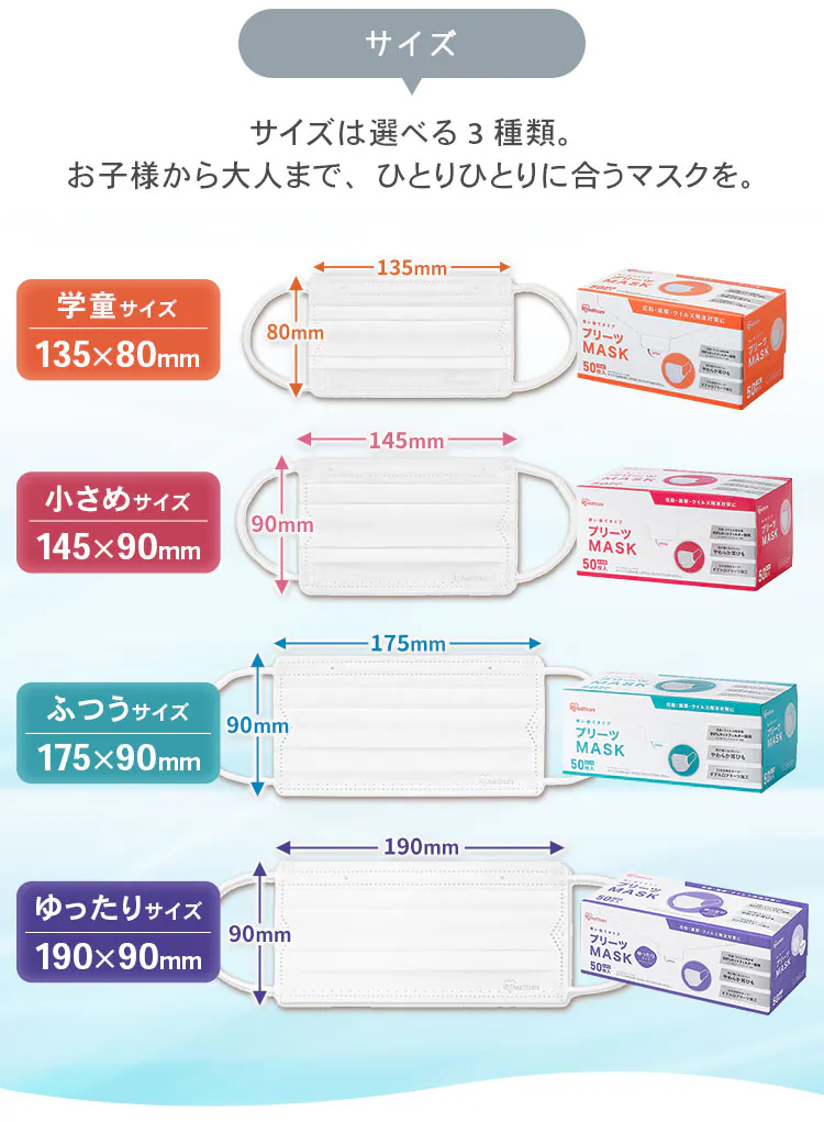 【150枚】 プリーツ マスク ふつうサイズ 50枚入×3 8