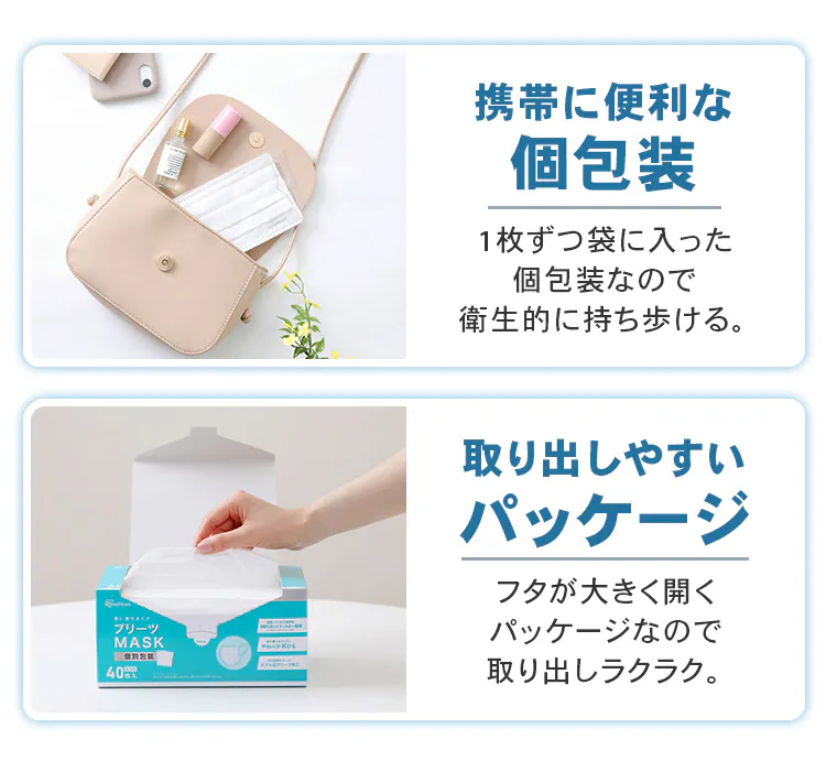 プリーツマスク 40枚入 PK-NV40 全4種7