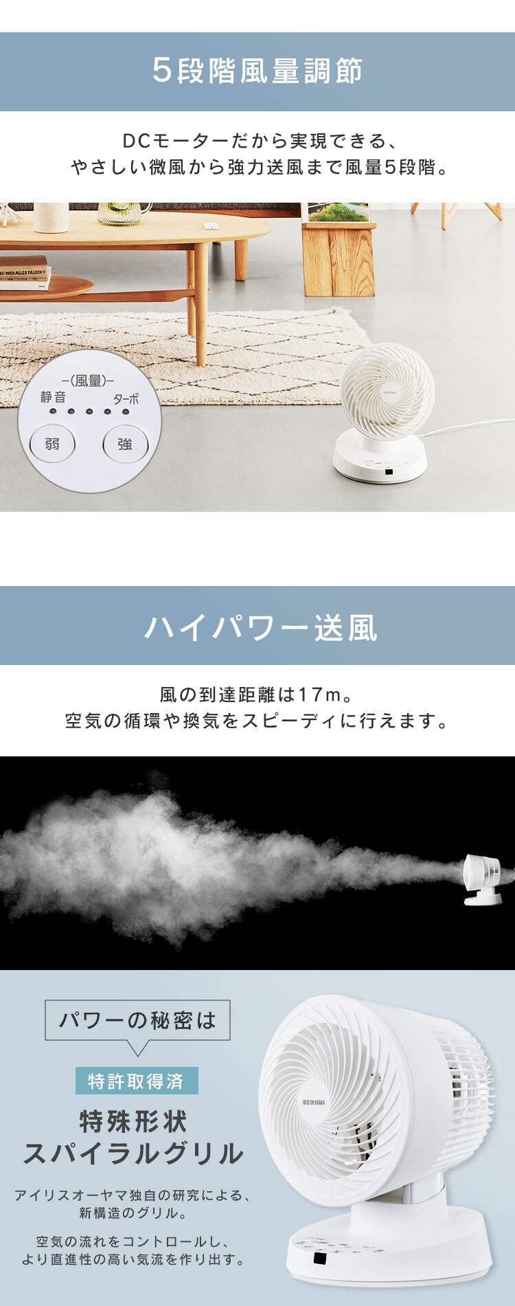 【訳あり】サーキュレーター 16畳 DCモーター PCF-BD15T 全3色3