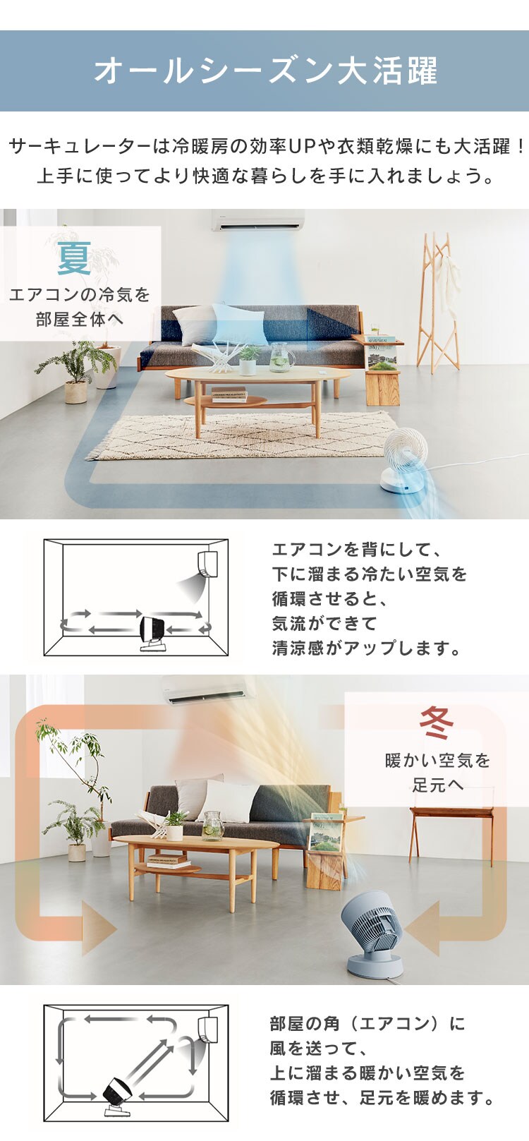 【訳あり】サーキュレーター 16畳 DCモーター PCF-BD15T 全3色8