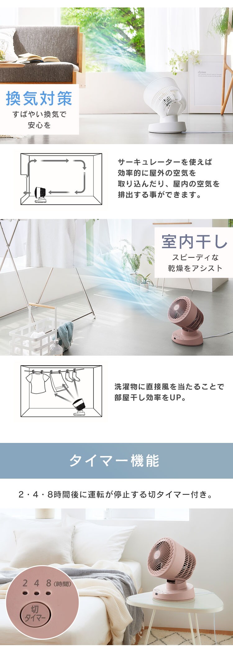 【訳あり】サーキュレーター 16畳 DCモーター PCF-BD15T 全3色9