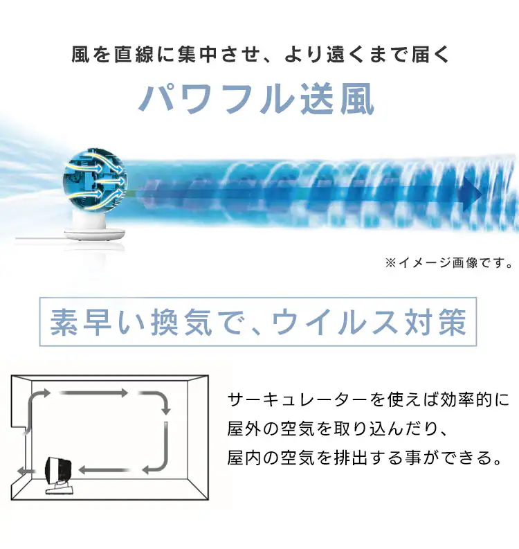 サーキュレーター 16畳 上下左右首振り KCF-BC152T-W ホワイト 4