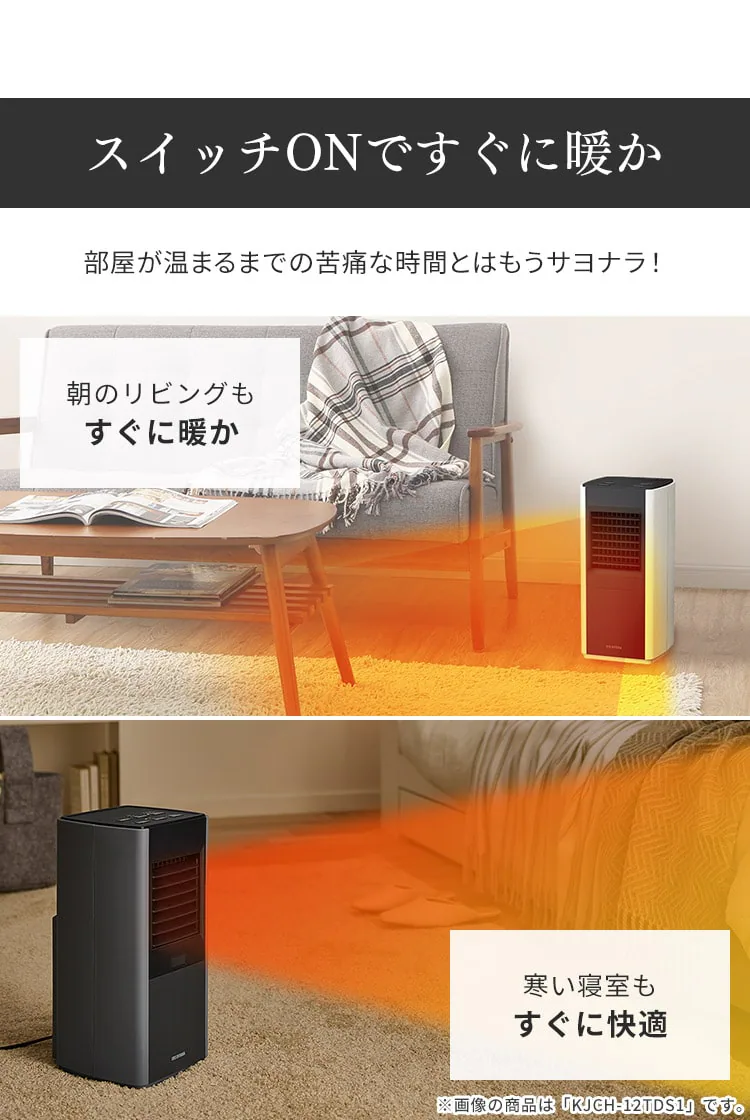 大風量セラミックファンヒータースリム CH-12TDS1-W ホワイト5