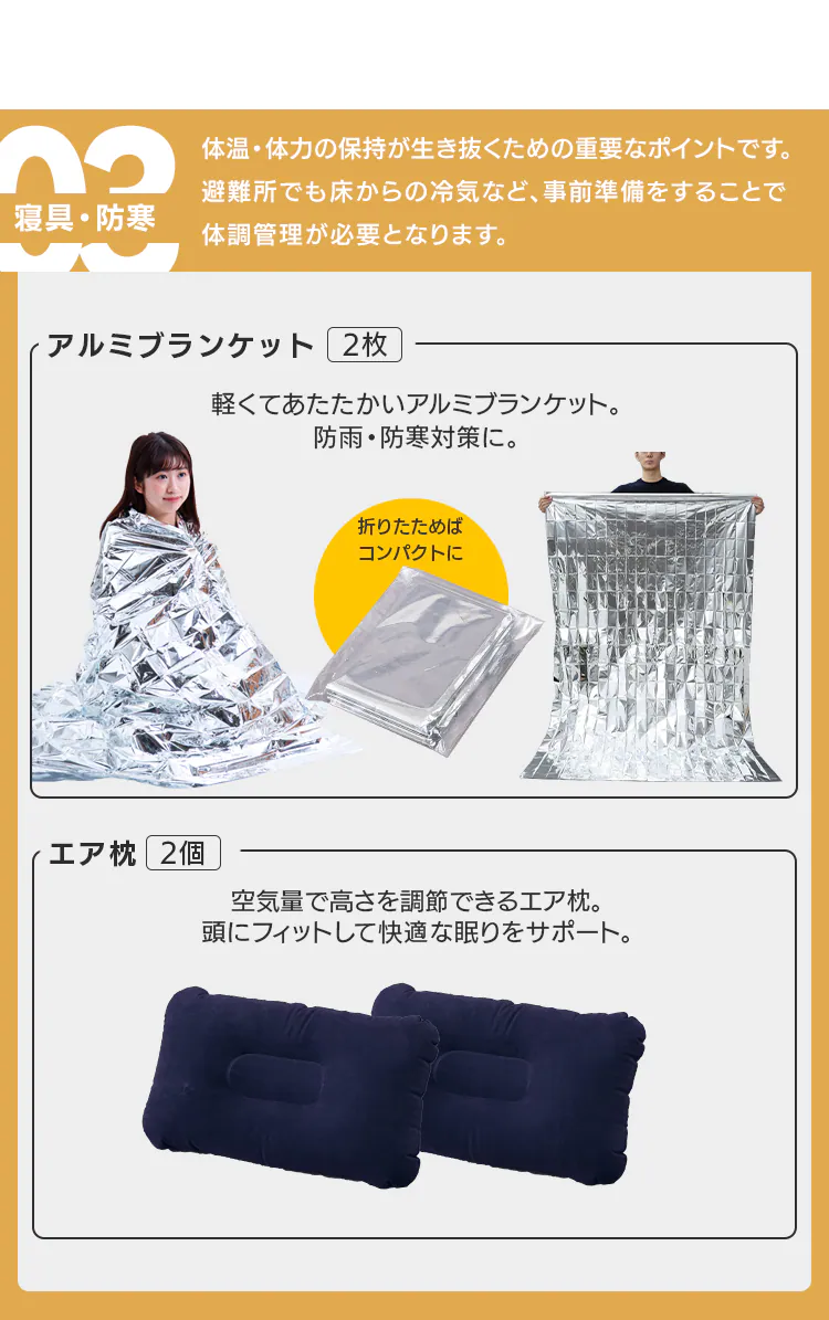 防災リュック 2人用 62点 食品付き 防災セット 防災グッズ NBS2-62  7