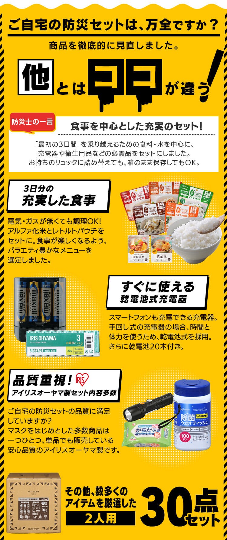防災セット 2人用 30点 ライフラインボックス 防災グッズ NLB-302