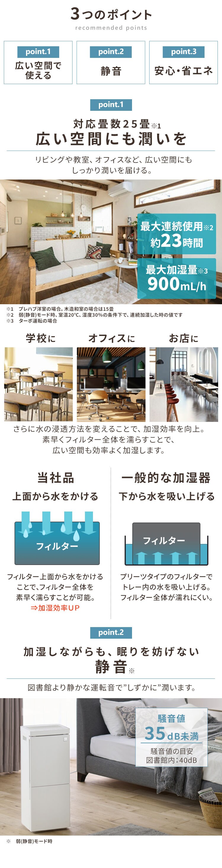 加湿器 気化式 木造15畳 / 洋室25畳 大型 タンク容量7L HDF-1000-W ホワイト1