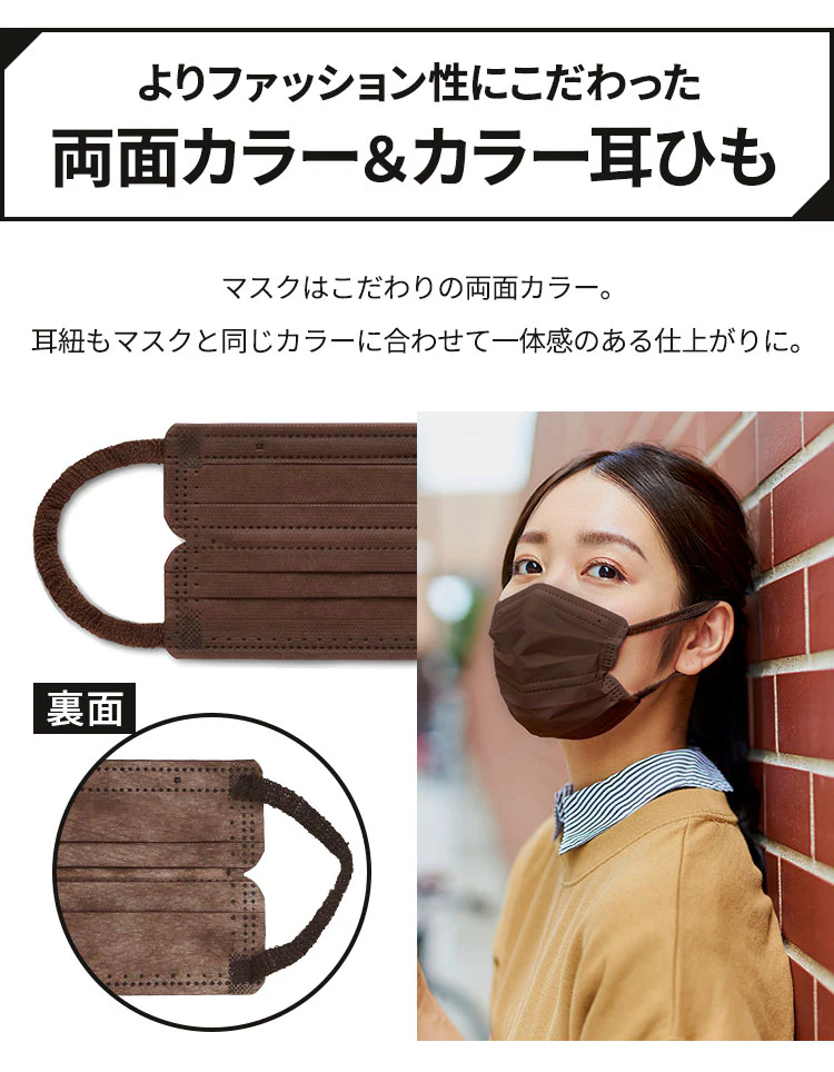 【7枚】 DAILY FIT MASK カラーマスク ふつうサイズ ブラウン3