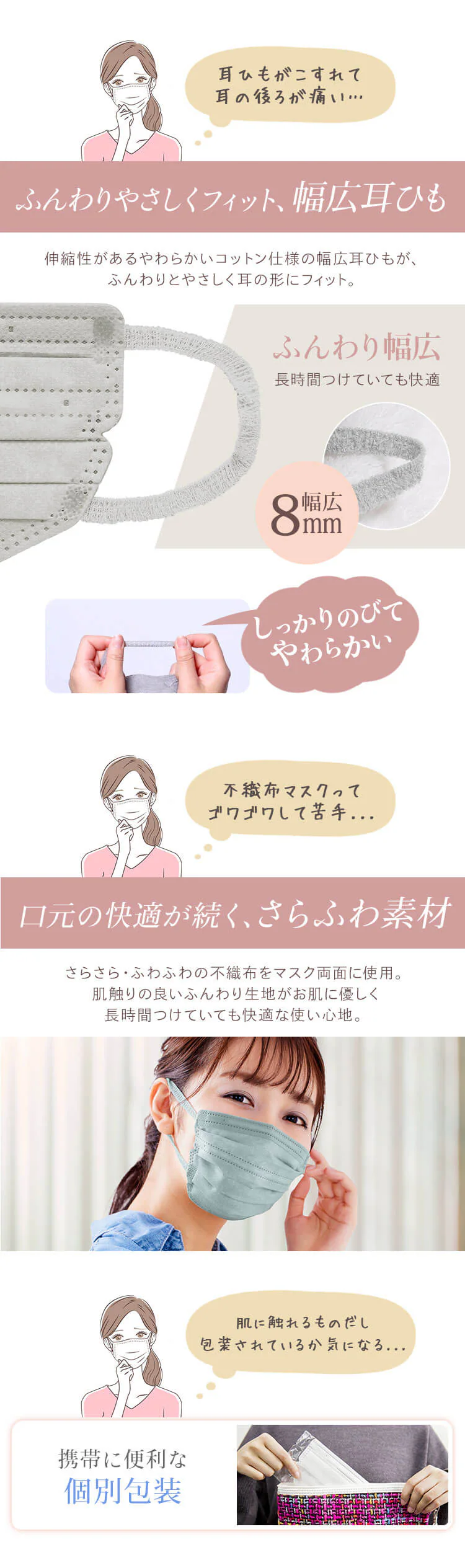 【700枚】 美フィット カラーマスク  小さめサイズ 7枚入×100 ホワイト9