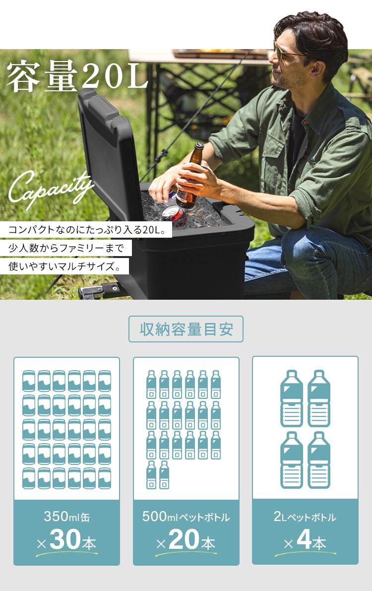 クーラーボックス HUGEL 20L 約6.1日保冷 6面真空断熱パネル 真空断熱 大容量 VITC-20 チャコ&minus;ルグレー　3