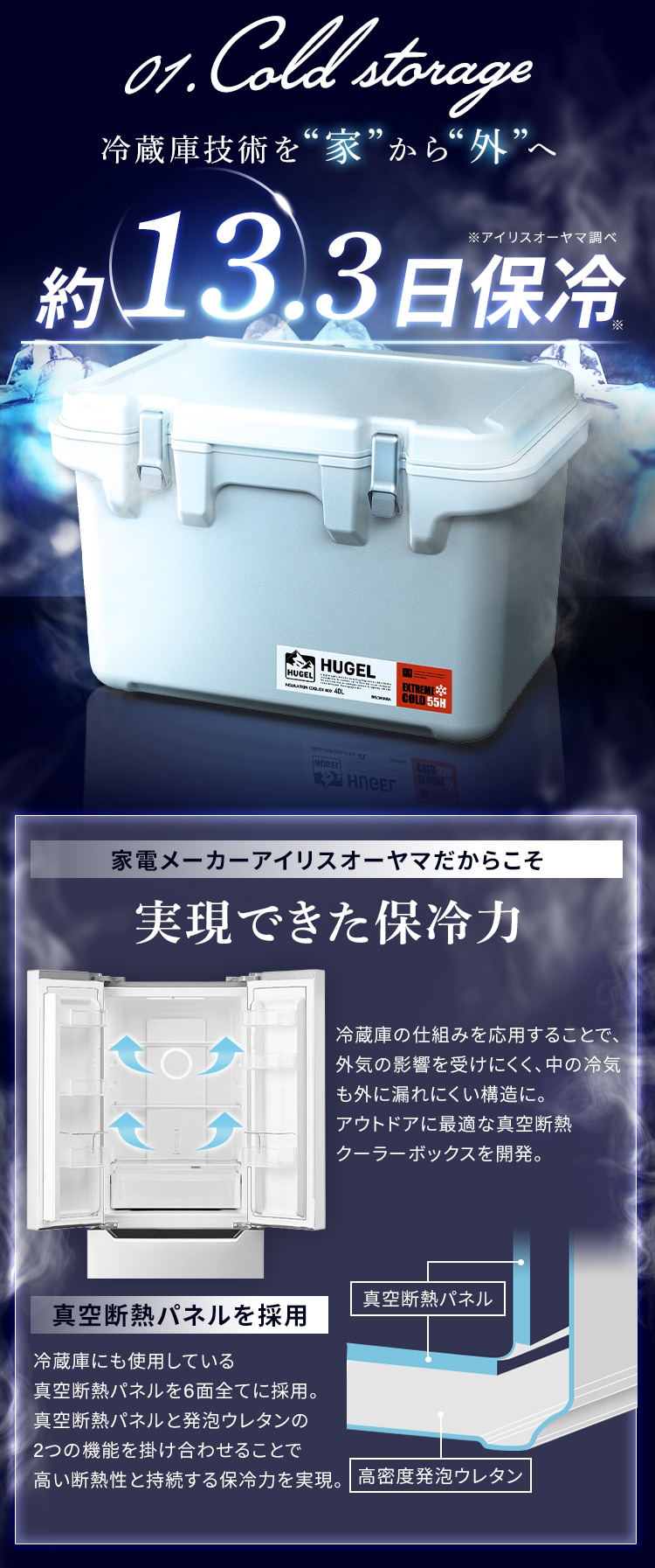 予約注文 IRIS 294775 HUGEL 真空断熱クーラーボックス 20L チャコールグレー  435-9014 VITC-20-CH 1台  【限定販売】