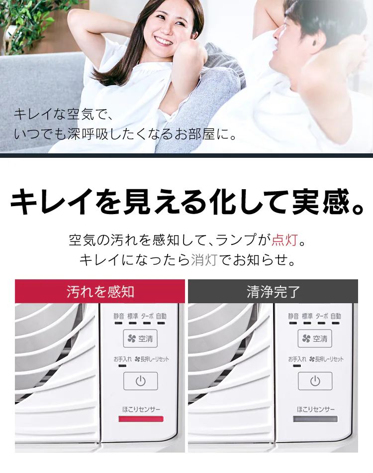 空気清浄機 25畳 サーキュレーター付 加湿 イオンモード KCHA-A55-W ホワイト4
