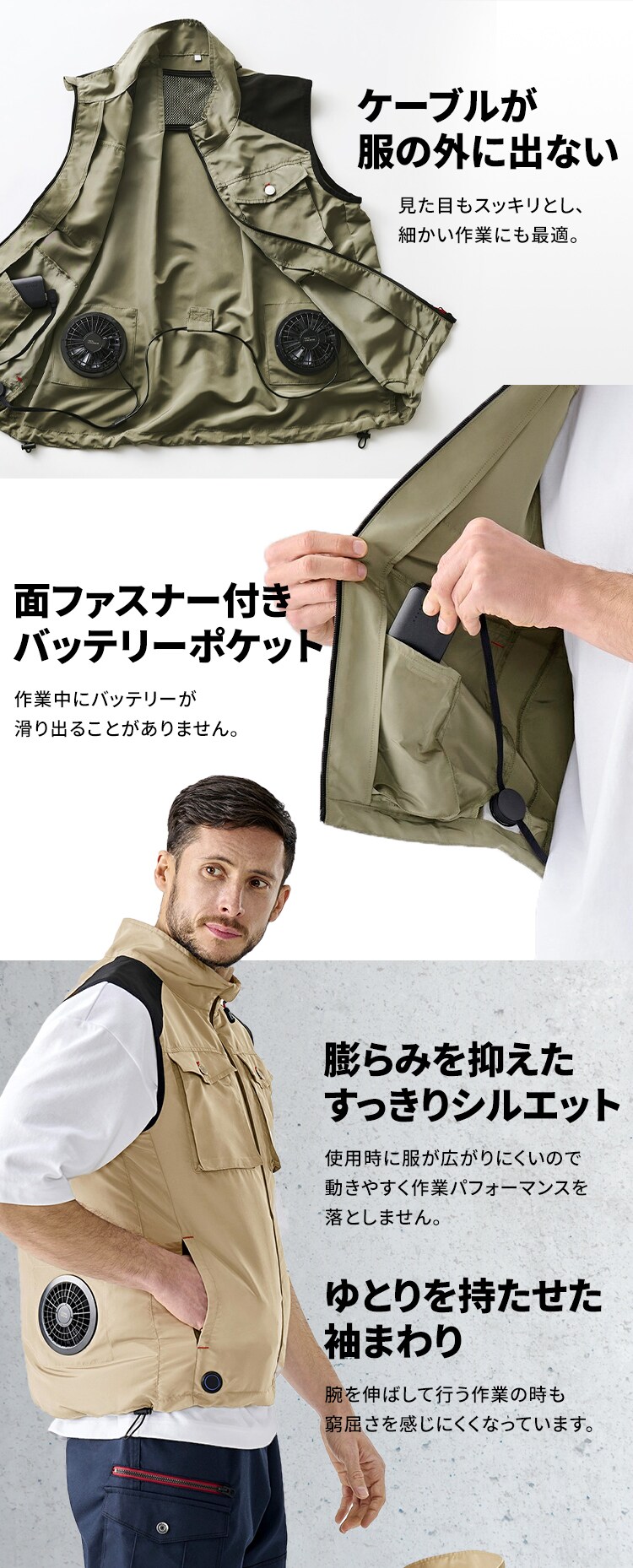 クールウェアFNCT PROベストセット FC22301-BES ベージュ Sサイズ5