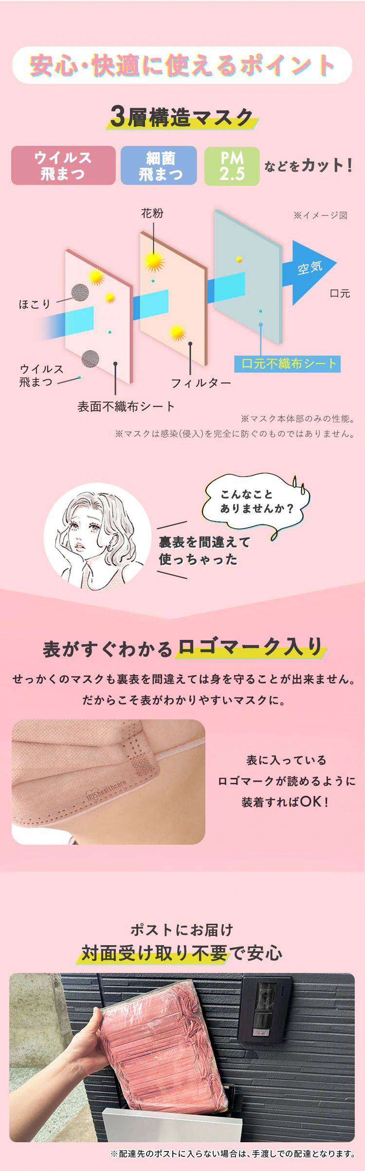 【メール便】プリーツマスク 60枚入  APN−60 全10色【代引き不可】4