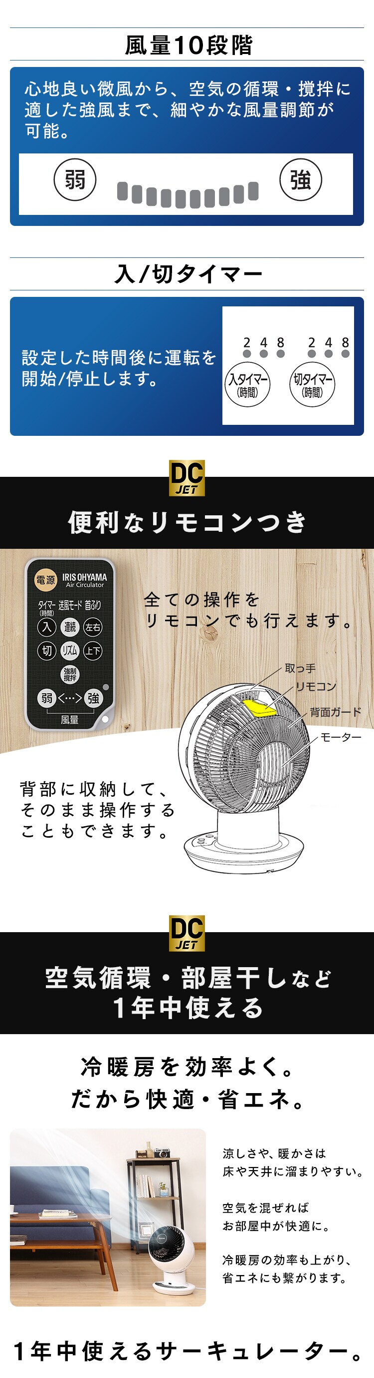 サーキュレーターアイ DC JET 30畳 KCF-SDC182T-W パールホワイト13