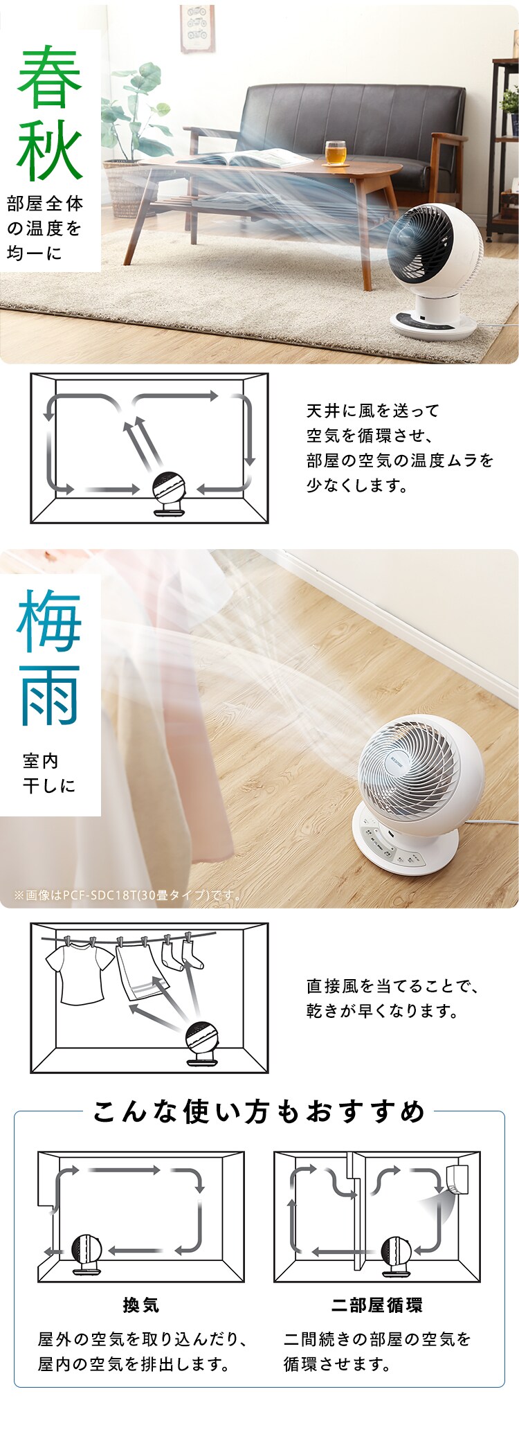 サーキュレーターアイ DC JET 30畳 KCF-SDC182T-W パールホワイト15